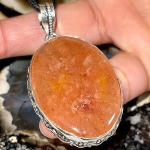 Orange Aventurine Quartz Pendant 2 1/4”